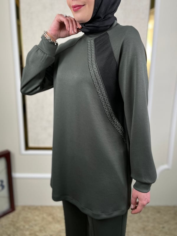 Taş Süslemeli Tunik-Pantolon Takım 2425