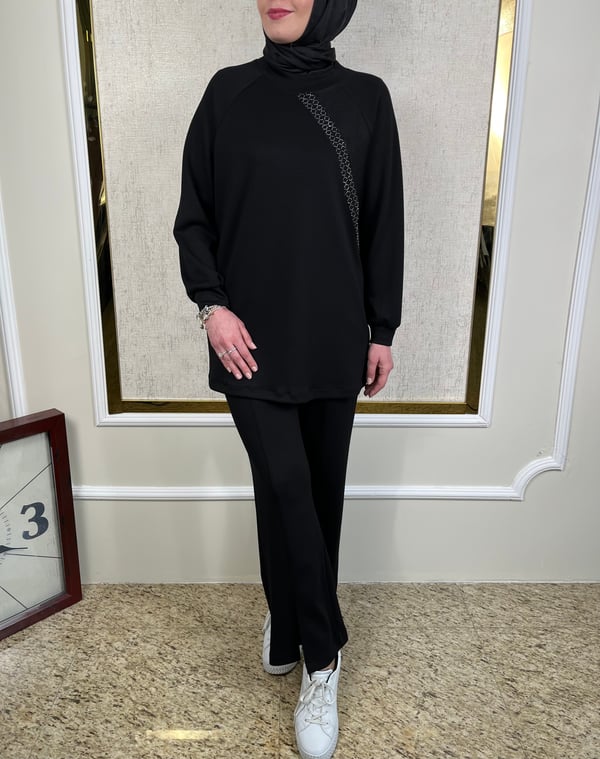 Taş Süslemeli Tunik-Pantolon Takım 2425