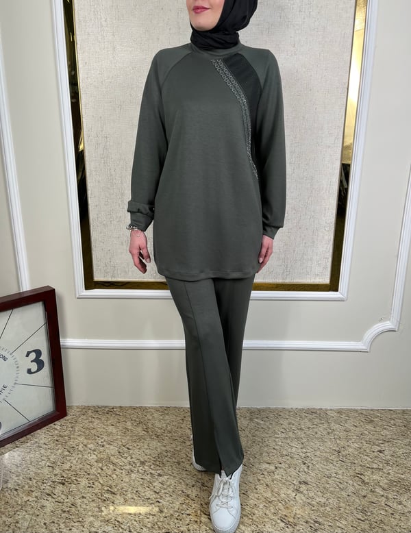 Taş Süslemeli Tunik-Pantolon Takım 2425