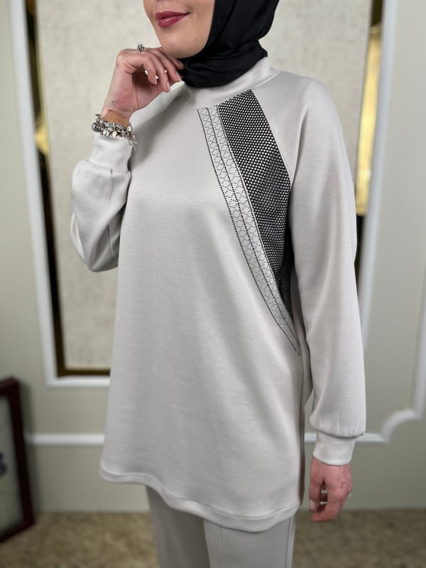 Taş Süslemeli Tunik-Pantolon Takım 2425