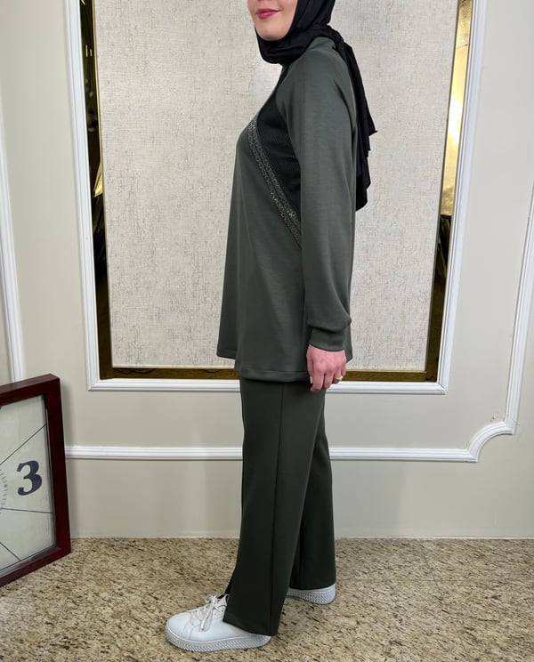 Taş Süslemeli Tunik-Pantolon Takım 2425