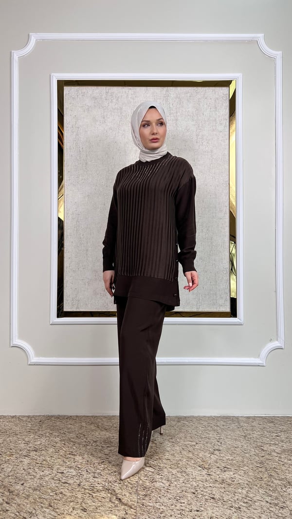 Taş Süslemeli Tunik Pantolon Takım 3194