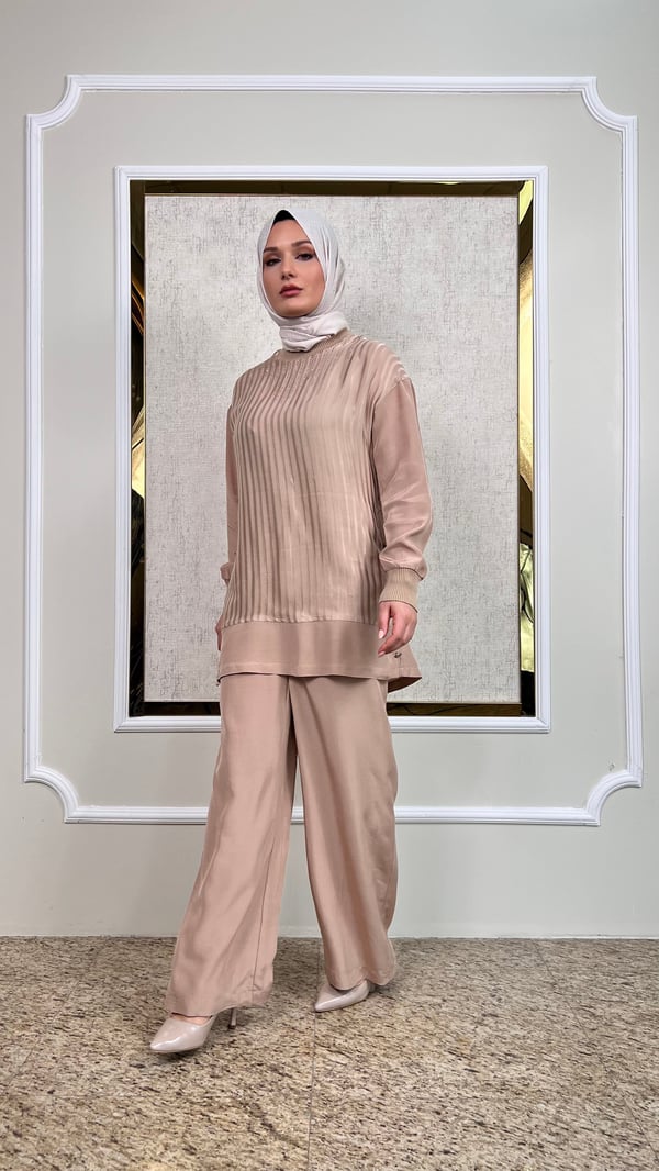 Taş Süslemeli Tunik Pantolon Takım 3194