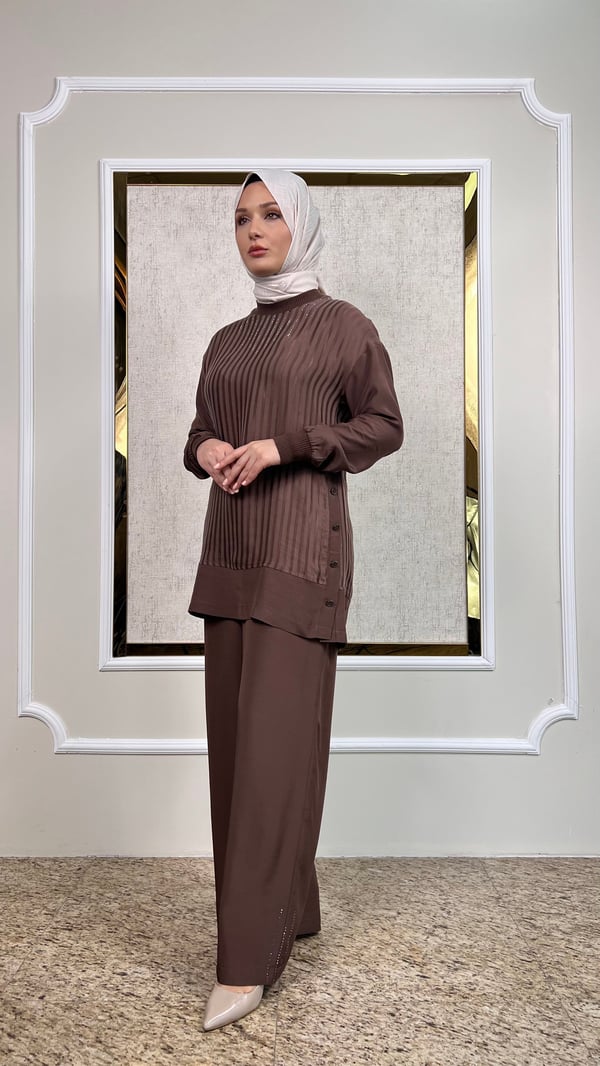 Taş Süslemeli Tunik Pantolon Takım 3194