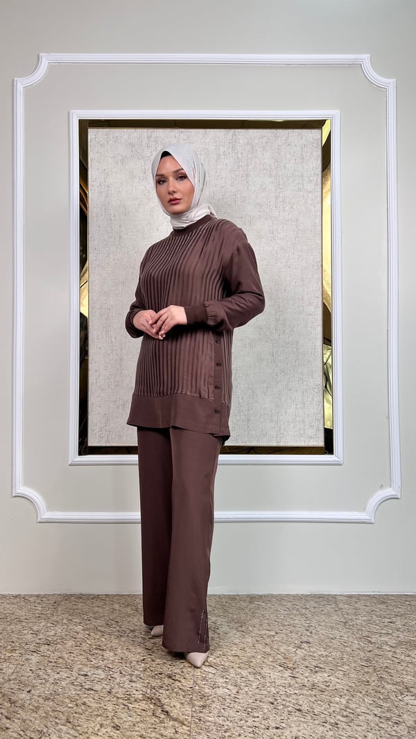 Taş Süslemeli Tunik Pantolon Takım 3194