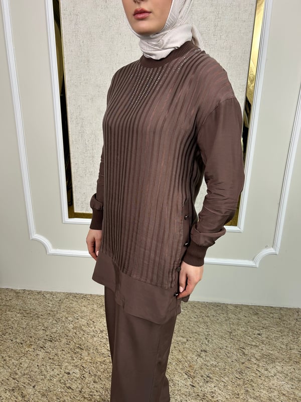 Taş Süslemeli Tunik Pantolon Takım 3194