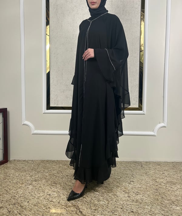 Taşlı Şifon Pelerinli Takım 3555