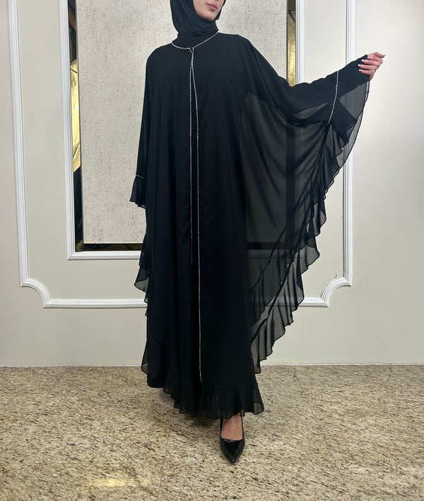 Taşlı Şifon Pelerinli Takım 3555