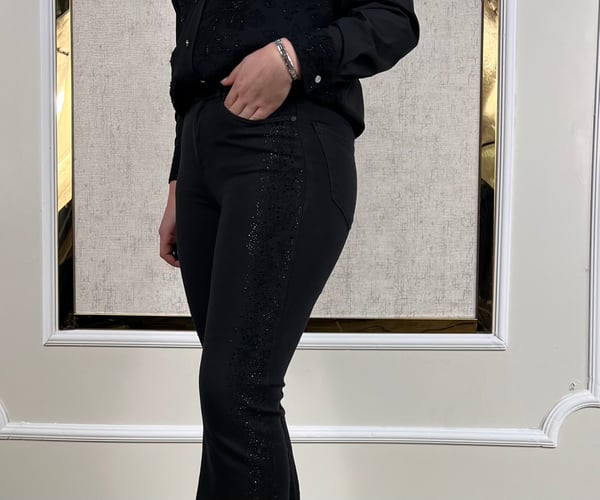 Yanları Damla Taş Jean Pantolon L8000