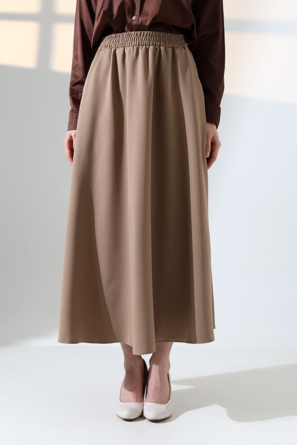 Cepli Bol Kesim Camel Maxi Etek – Rahat & Şık