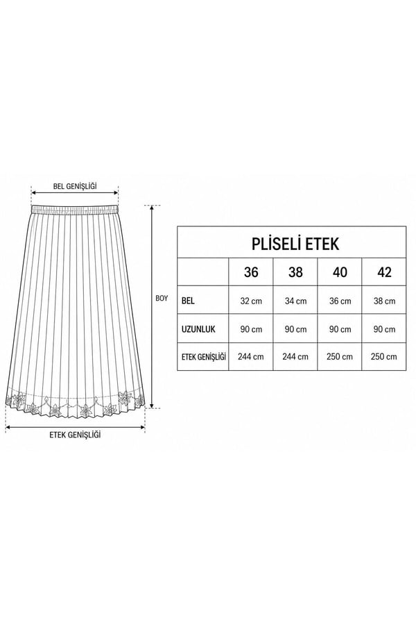 Piliseli Flog Baskılı Tül Etek