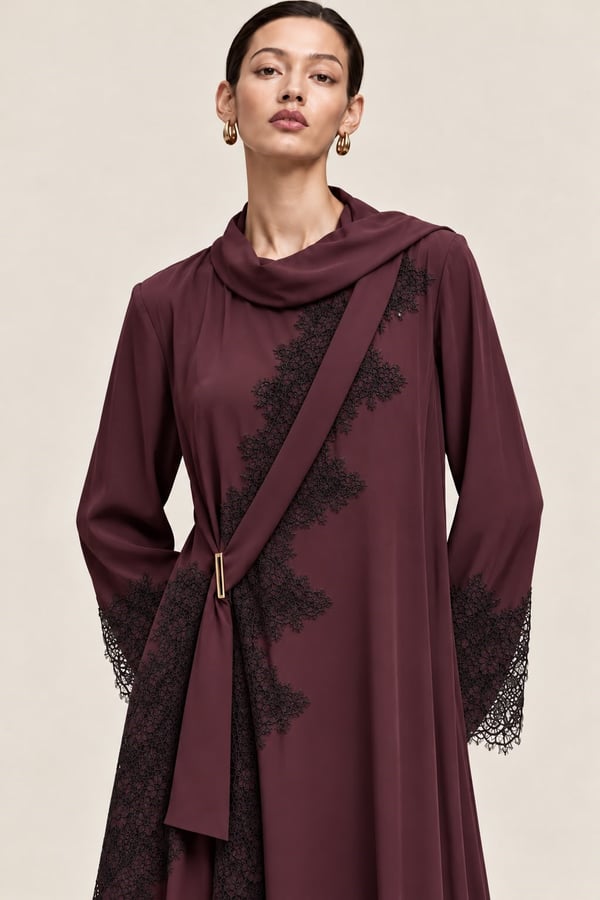 Burgundy Lace Elbise
