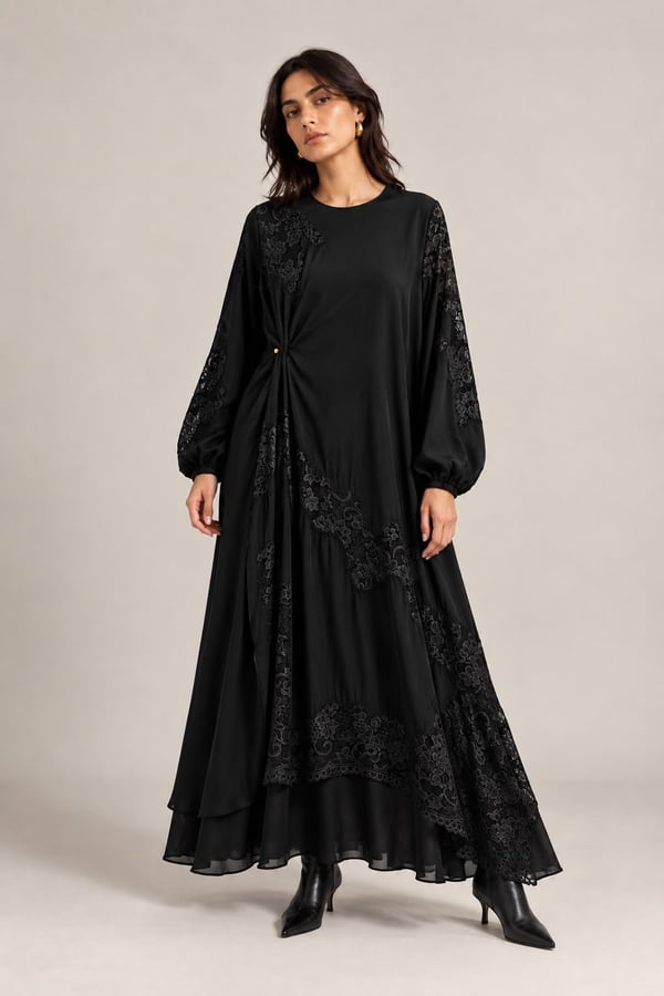 Lace Drape Elbise