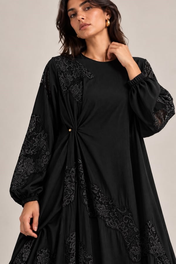 Lace Drape Elbise