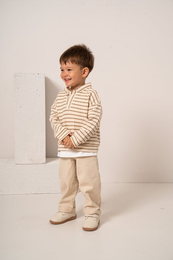 Erkek Bebek & Çocuk Çizgili Sweat Tişört Pantolon 3'lü Takım