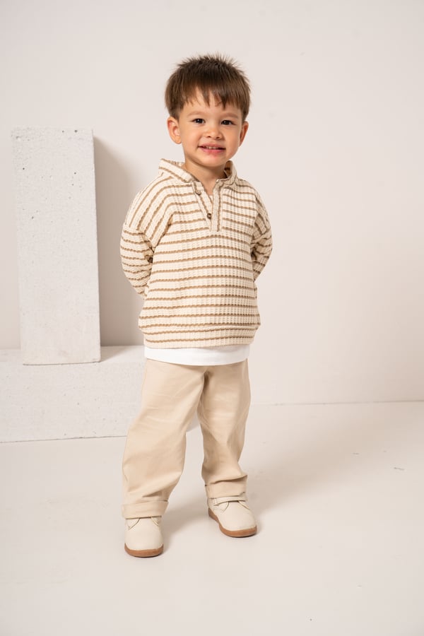 Erkek Bebek & Çocuk Çizgili Sweat Tişört Pantolon 3'lü Takım