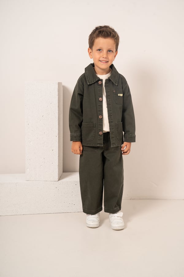 Erkek Bebek & Çocuk Gabardin Ceket Sweat Pantolon 3'lü Takım
