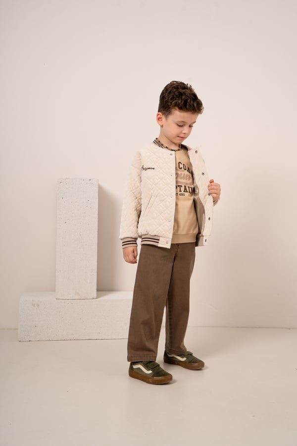 Erkek Bebek & Çocuk Kapitone Desenli Ceket Sweat Pantolon 3'lü Takım