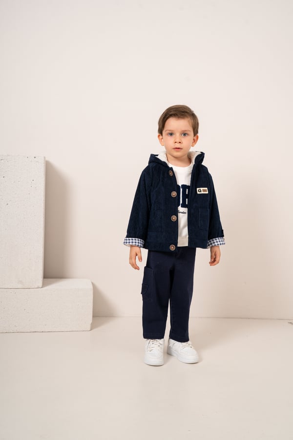 Erkek Bebek & Çocuk Kapüşonlu İçi Peluş 3'lü Takım