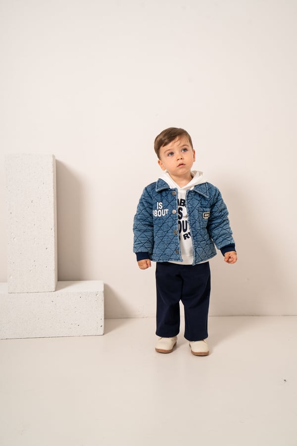 Erkek Bebek & Çocuk Kapüşonlu Sweat Kapitone Ceketli Pantolon 3'lü Takım