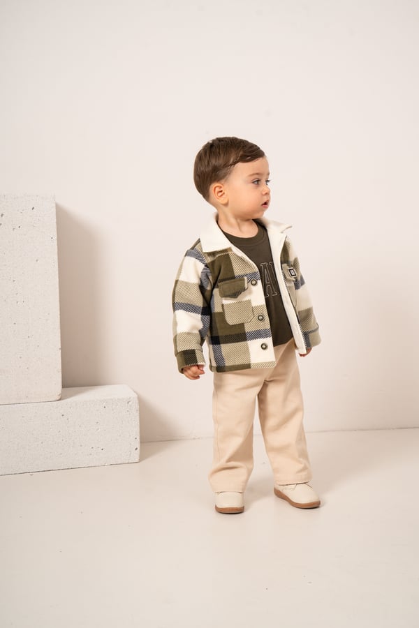 Erkek Bebek & Çocuk Oduncu Polar Ceket Sweat ve Pantolon 3'lü Takım