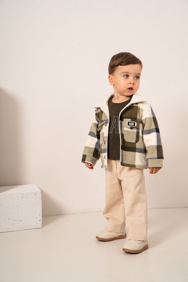 Erkek Bebek & Çocuk Oduncu Polar Ceket Sweat ve Pantolon 3'lü Takım