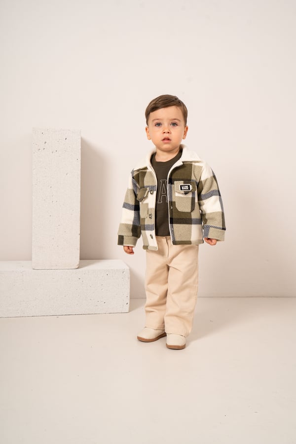 Erkek Bebek & Çocuk Oduncu Polar Ceket Sweat ve Pantolon 3'lü Takım