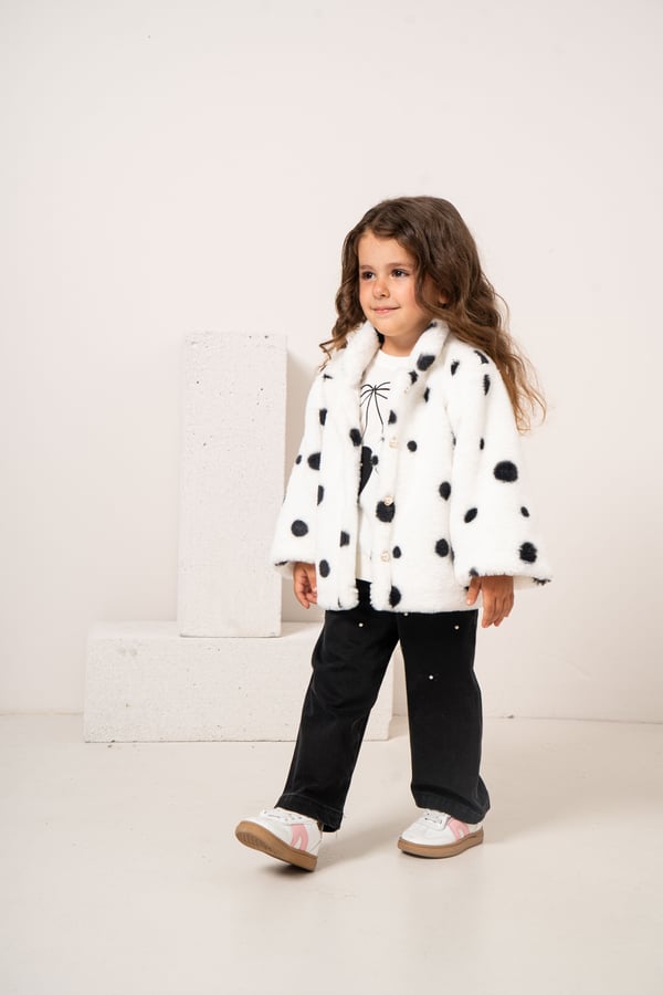 Kız Bebek & Çocuk Peluş Ceketli Pantolonlu 3'lü Takım