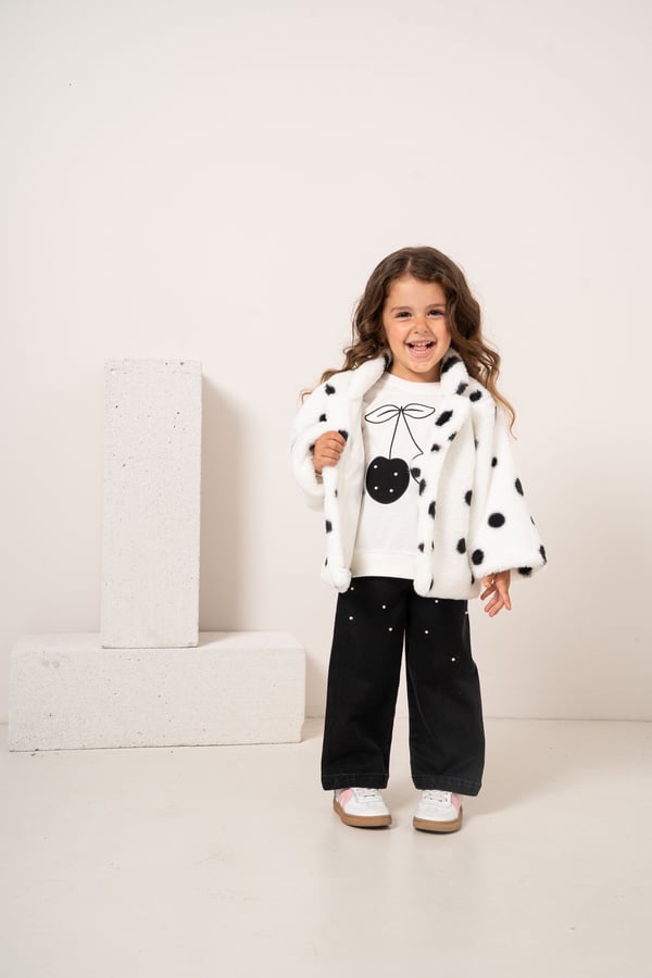 Kız Bebek & Çocuk Peluş Ceketli Pantolonlu 3'lü Takım