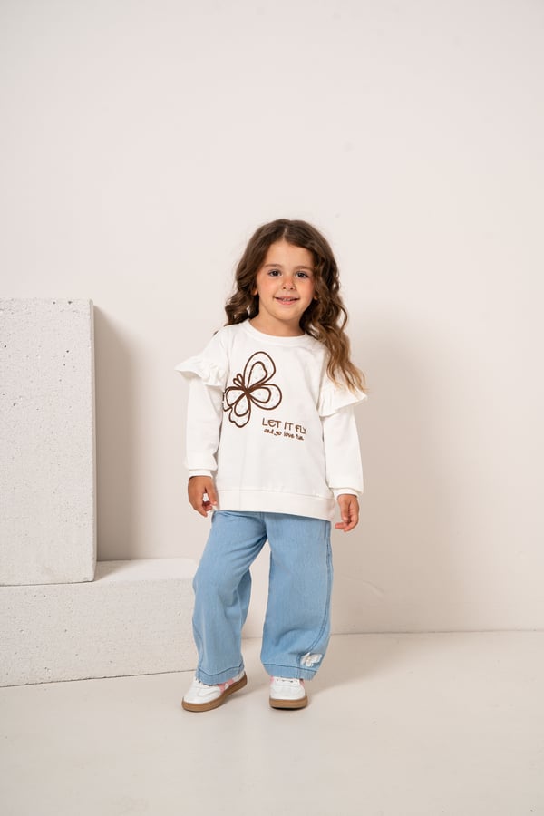 Kız Bebek & Çocuk Peluş Ceketli ve Pantolon 3'lü Takım