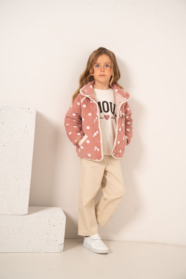 Kız Bebek & Çocuk Polar Montlu Sweat Pantolon 3'lü Takım