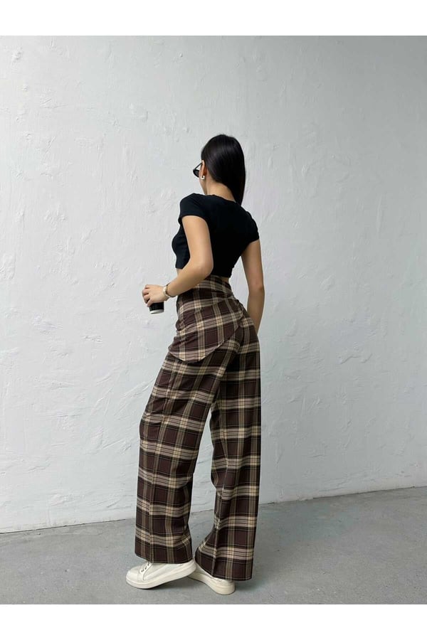 Fular Detaylı BK Model Ekose Pantolon