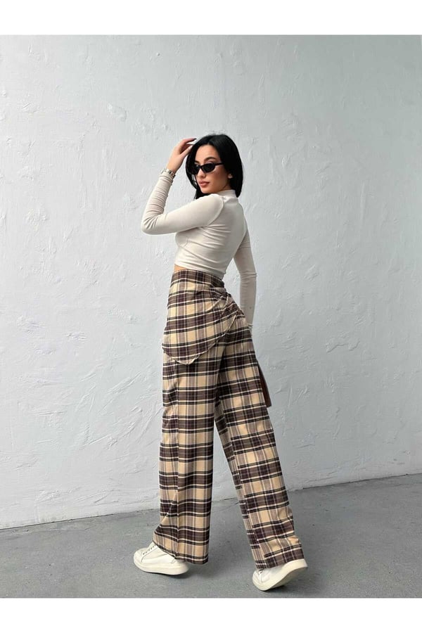 Fular Detaylı BK Model Ekose Pantolon