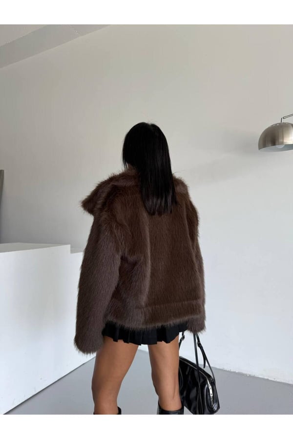 Kadın Çift Çıtçıtlı Cepli Lolita Kürk Mont