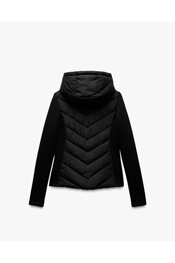 Kapüşonlu Dalgıç Detay Rüzgar geçirmez Slim Fit Şişme Mont