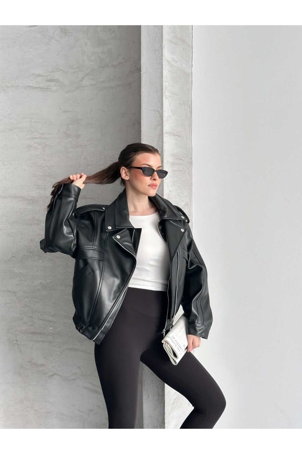 Marka Model Yeni Sezon Beli Lastik Detaylı Deri Ceket