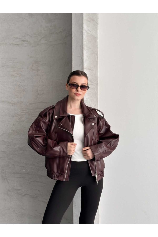 Marka Model Yeni Sezon Beli Lastik Detaylı Deri Ceket