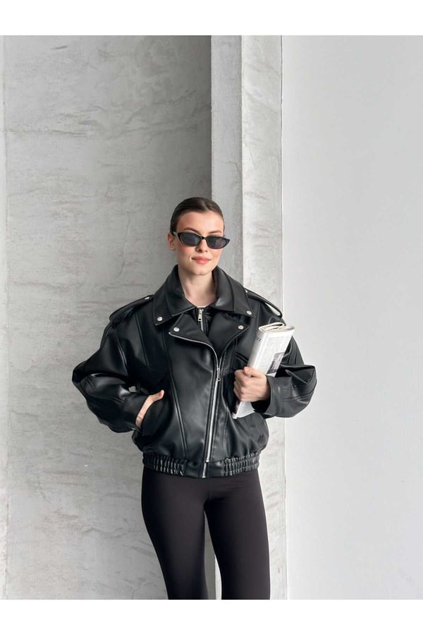 Marka Model Yeni Sezon Beli Lastik Detaylı Deri Ceket