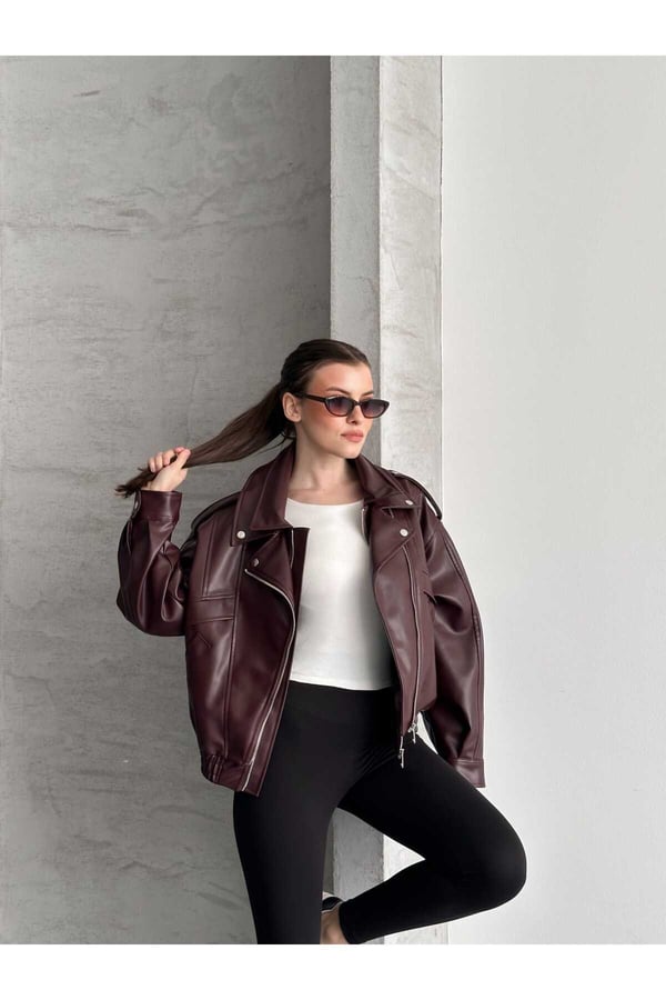 Marka Model Yeni Sezon Beli Lastik Detaylı Deri Ceket