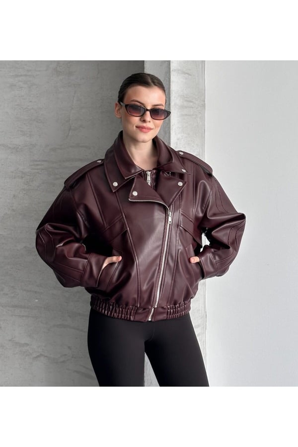 Marka Model Yeni Sezon Beli Lastik Detaylı Deri Ceket