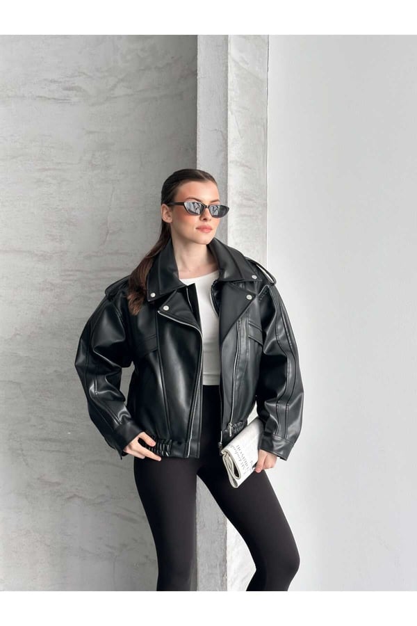 Marka Model Yeni Sezon Beli Lastik Detaylı Deri Ceket