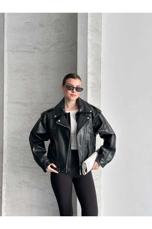 Marka Model Yeni Sezon Beli Lastik Detaylı Deri Ceket