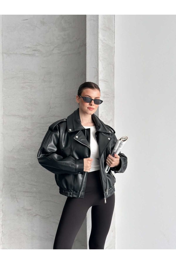 Marka Model Yeni Sezon Beli Lastik Detaylı Deri Ceket