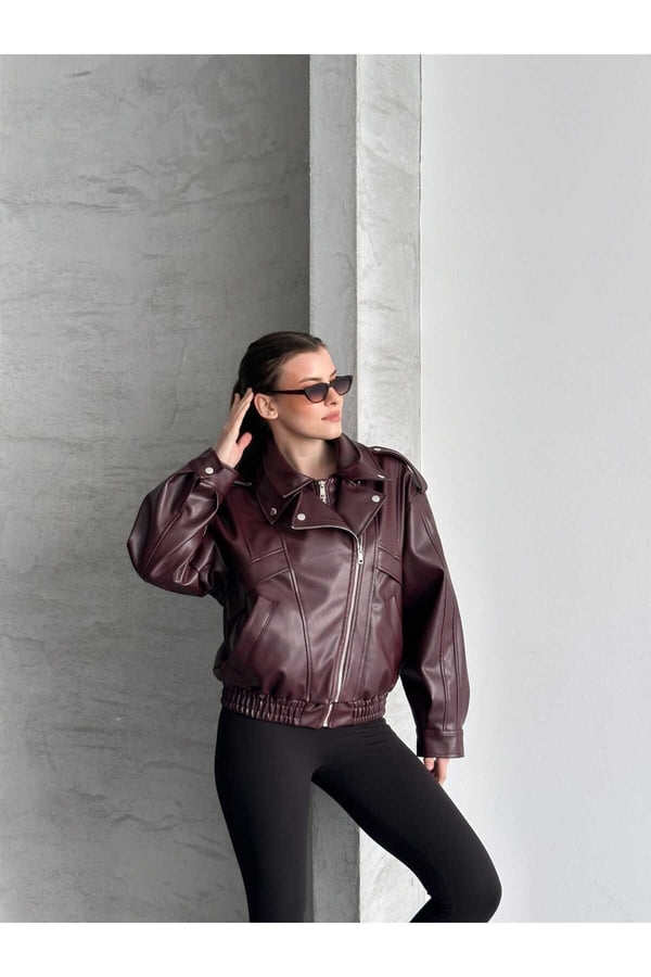 Marka Model Yeni Sezon Beli Lastik Detaylı Deri Ceket