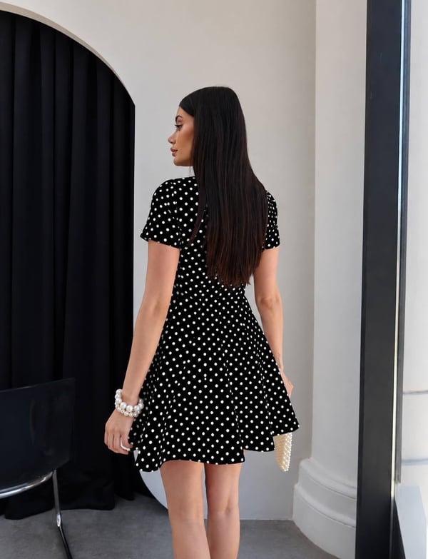 Pauntiyeli ZR Model Kısa Kollu Mini Elbise Siyah