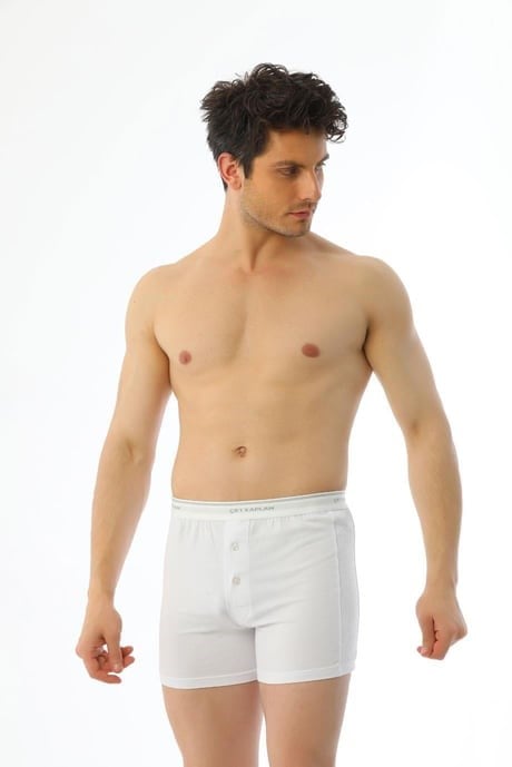Çift KaplanErkek Elastanlı Biyeli Beyaz Boxer Şort 880