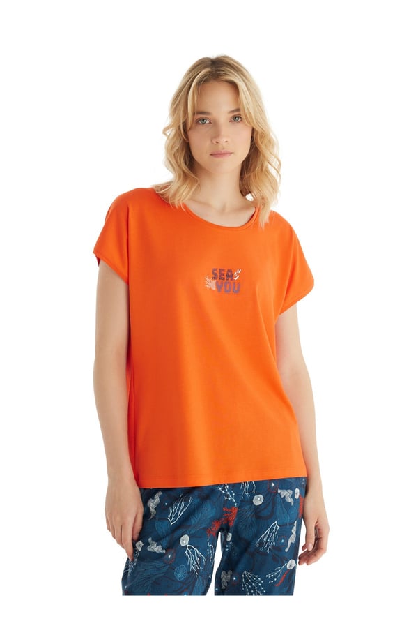 Kadın Pijama Takımı 51849 - Turuncu