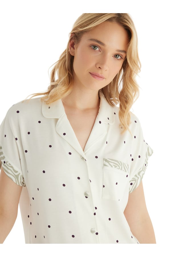 Kadın Pijama Takımı 51857 - Puantiye Baskılı