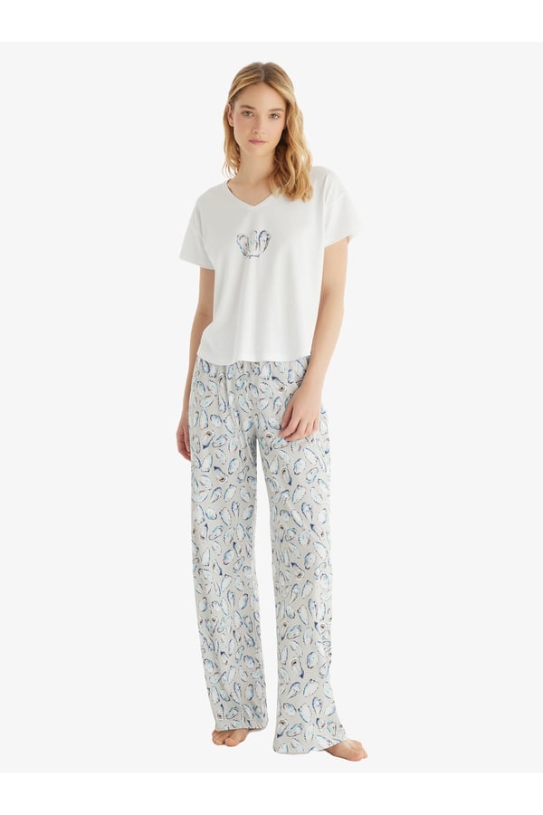 Kadın Pijama Takımı 60543 - Beyaz