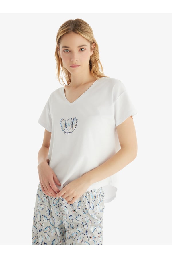 Kadın Pijama Takımı 60543 - Beyaz